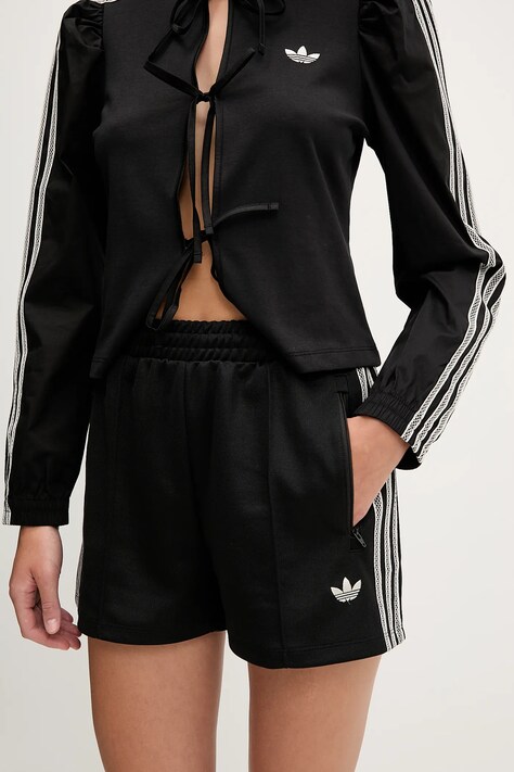 adidas Originals pantaloni scurți Shorts culoarea negru, cu imprimeu, high waist, KC0680