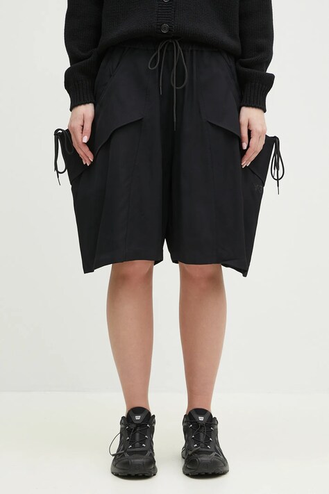 Y-3 szorty Rayon Twill Shorts damskie kolor czarny gładkie high waist JD1764