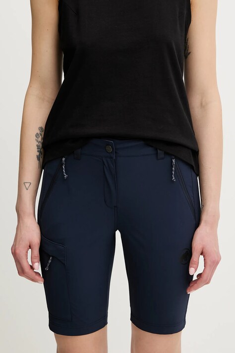 Mammut pantaloni scurți outdoor Runbold IV culoarea bleumarin, uni, high waist, 1023-01200