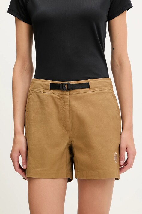 Mammut pantaloni scurți outdoor Tamaro culoarea verde, uni, high waist, 1023-01180