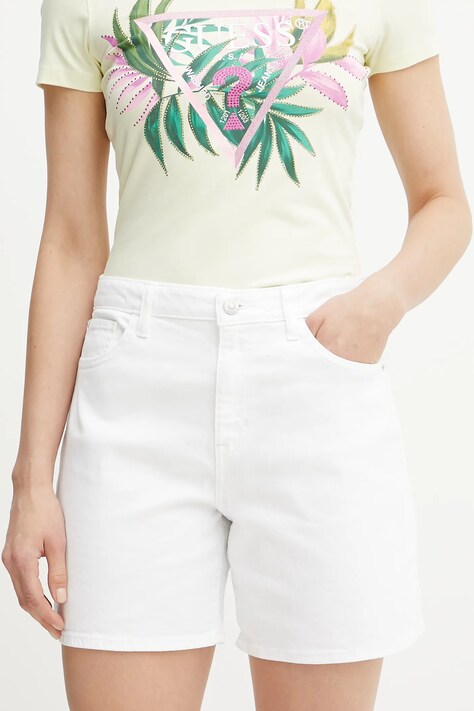 Guess pantaloncini di jeans colore bianco  W5GD1A D4T50