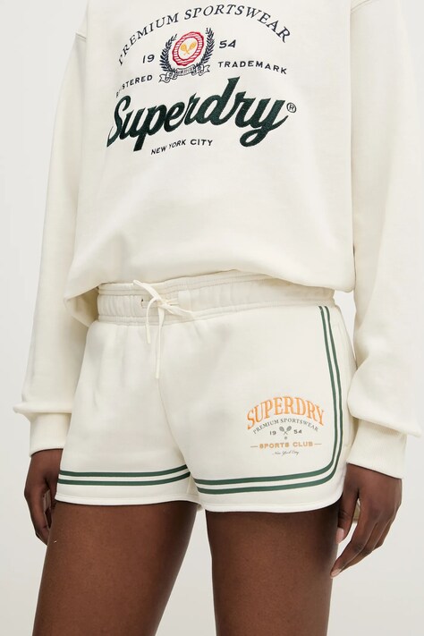 Шорты Superdry женские цвет бежевый с принтом средняя посадка W7110458A-71D