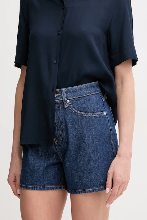 Tommy Hilfiger pantaloni scurți jeans femei, uni, high waist, WW0WW44385