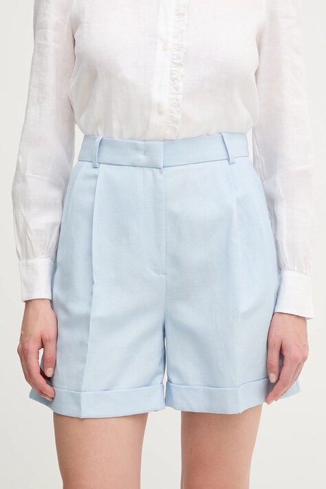 Tommy Hilfiger pantaloni scurți din amestec de in neted, high waist, WW0WW44767