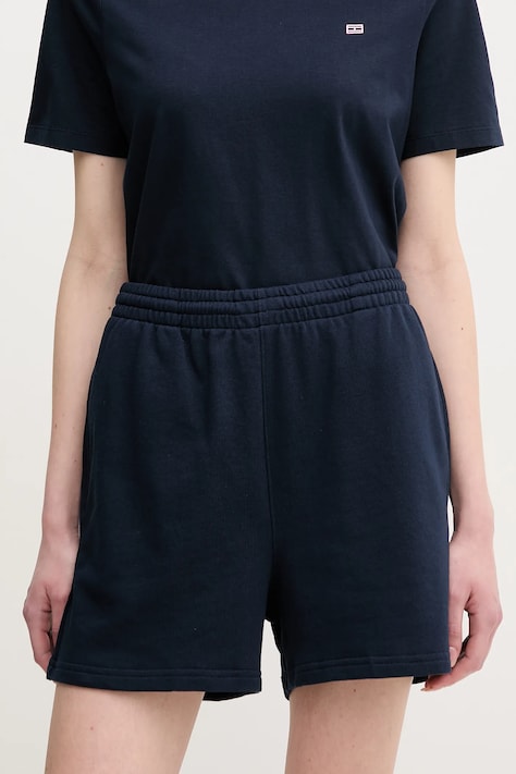 Tommy Hilfiger szorty damskie kolor granatowy gładkie high waist UW0UW05800
