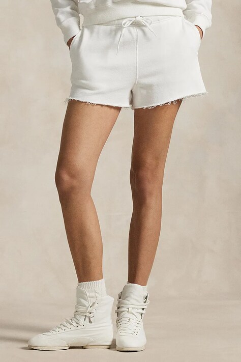 Šortky biela farba, jednofarebné, stredne vysoký pás, 211965103