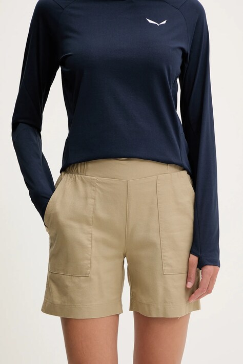 Viking pantaloni scurți outdoor Banao culoarea verde, uni, high waist, 800/27/8292