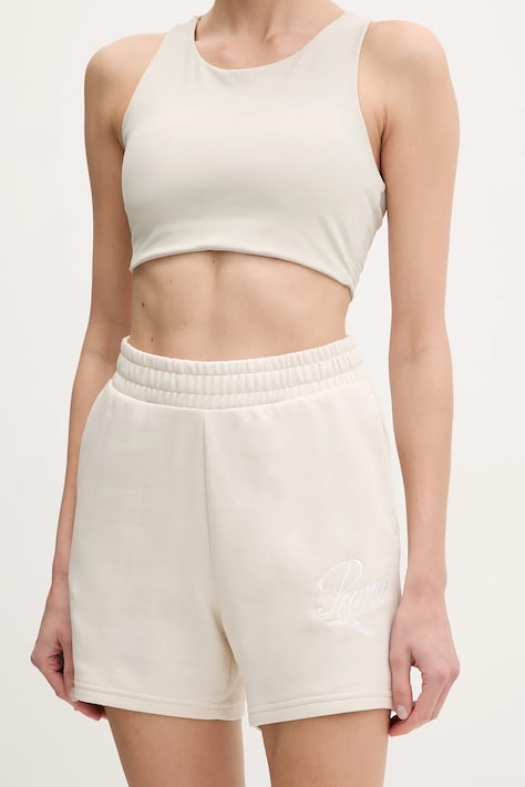 Puma pantaloncini donna colore beige con applicazione 684984