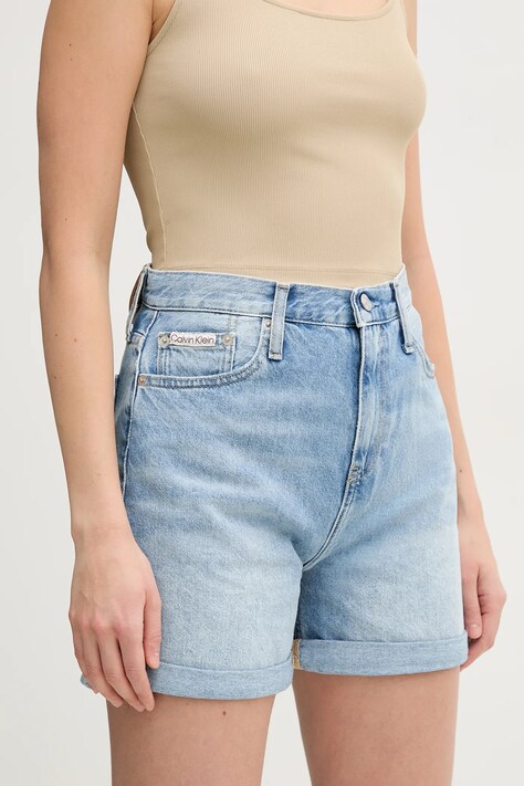 Calvin Klein Jeans pantaloni scurti jeans femei, neted, high waist, J20J225152
