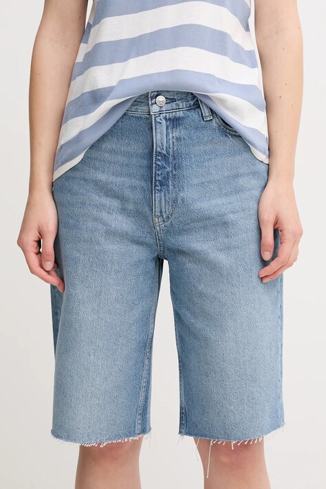 Calvin Klein Jeans pantaloni scurti din bumbac femei, uni, high waist, J20J225200