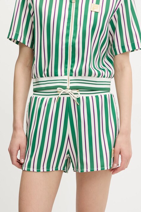 Fila pantaloni scurți Lassance culoarea verde, cu imprimeu, high waist, FAW1002