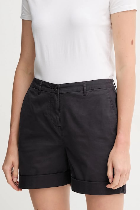 Barbour szorty damskie kolor czarny gładkie high waist LST0022NY73