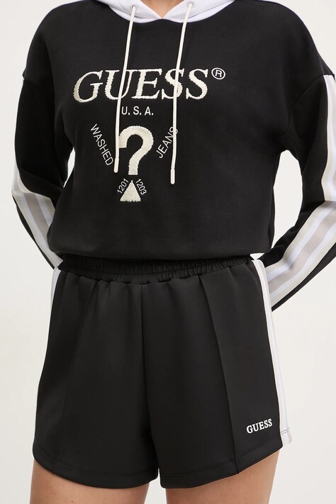 Guess pantaloncini YARROW donna colore nero con applicazione V5GD14 KCRU2