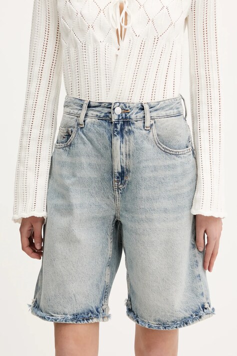 Tommy Jeans pantaloni scurți jeans uni, high waist, DW0DW20086