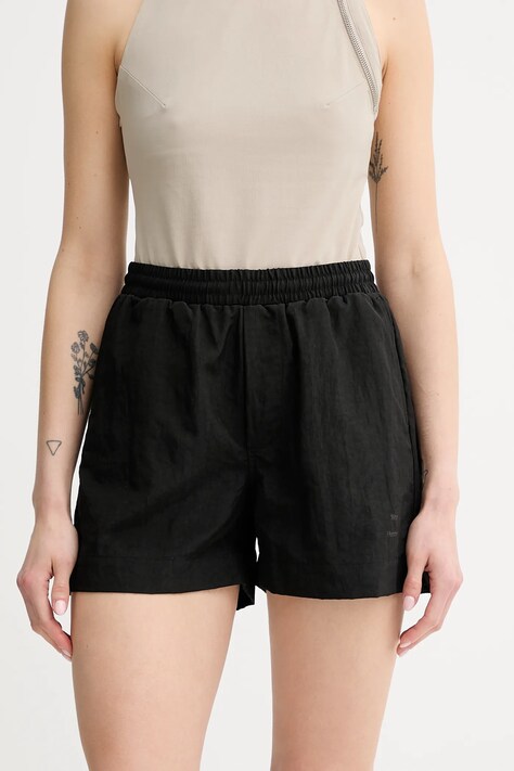 Won Hundred pantaloni scurți culoarea negru, neted, high waist, 3491-13056