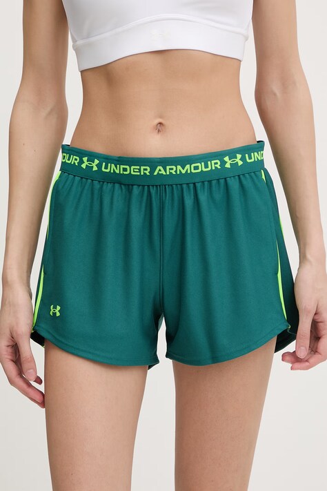Under Armour szorty sportowe damskie Tech Play zielone regular waist 1389882