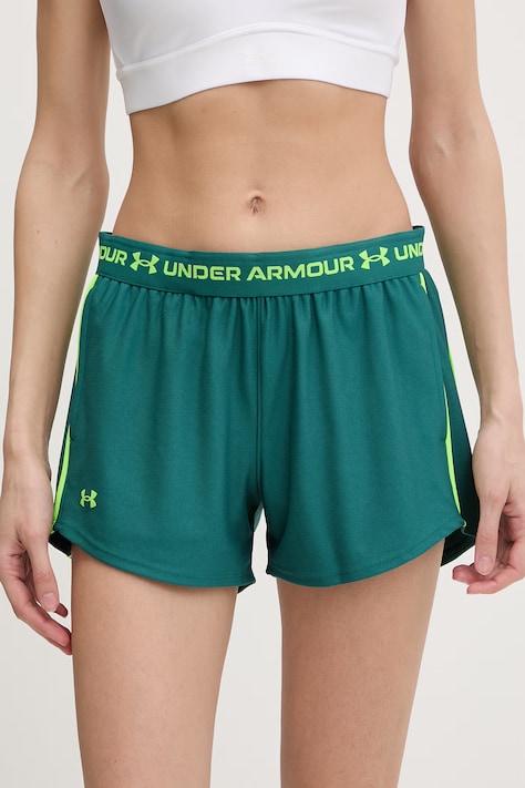 Under Armour szorty sportowe damskie Tech Play zielone regular waist 1389882
