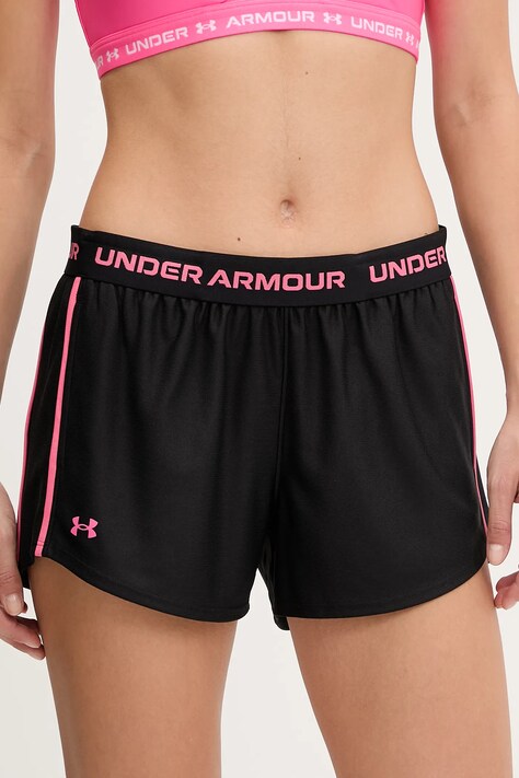 Under Armour pantaloni scurți de antrenament Tech Play culoarea negru, cu imprimeu, medium waist, 1389882