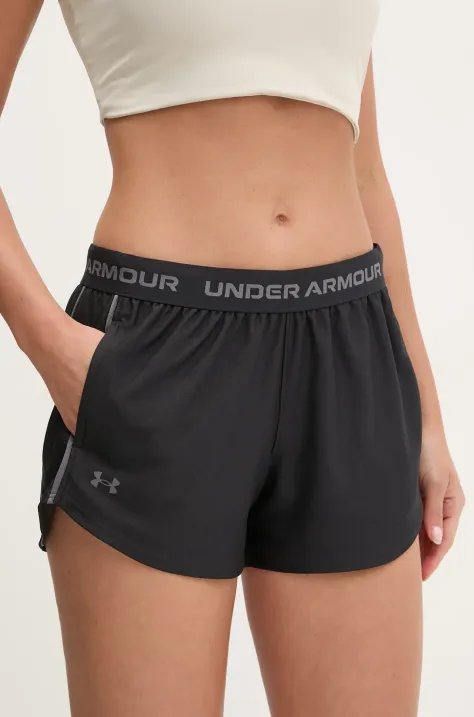 Under Armour pantaloni scurți de antrenament Tech Play culoarea negru, cu imprimeu, medium waist, 1389882