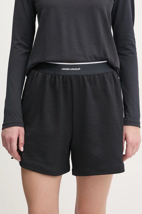Tréningové šortky Under Armour Meridian čierna farba, s potlačou, vysoký pás, 1390242