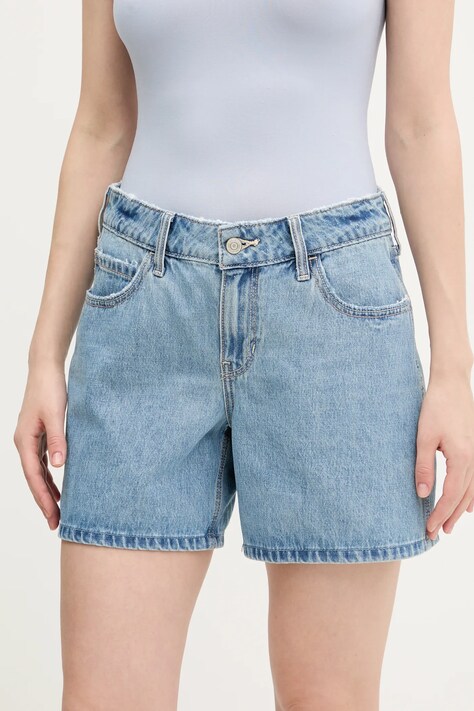 Hollister Co. pantaloni scurti din bumbac femei, neted, medium waist, KI349-5096