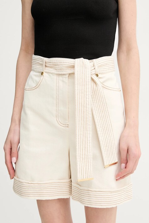 Marciano Guess pantaloni scurți jeans NAOMI femei, culoarea bej, uni, high waist, 5GGD07 7297A