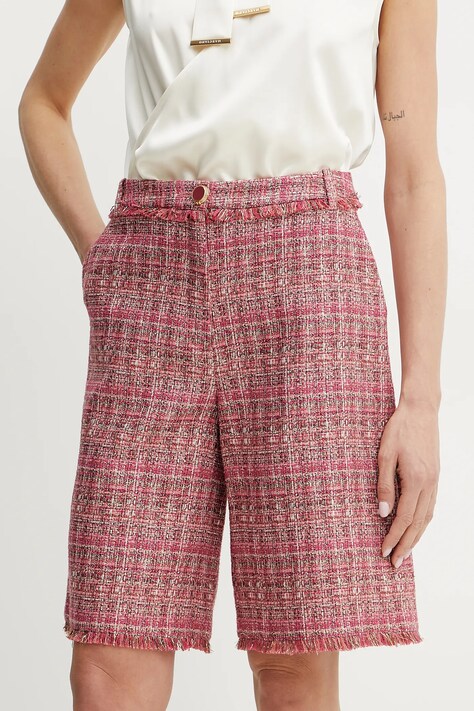 Kraťasy Marciano Guess CLAUDIA dámské, růžová barva, vzorované, high waist, 5GGD33 7302A
