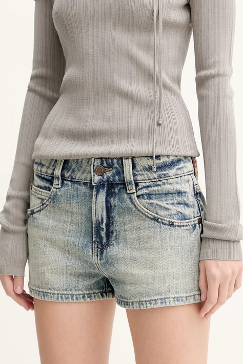 Miss Sixty pantaloni scurți din bumbac femei, uni, high waist, 6S1JJ47100