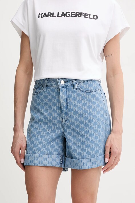 Karl Lagerfeld pantaloni scurți din bumbac femei, cu imprimeu, high waist, A2W10111
