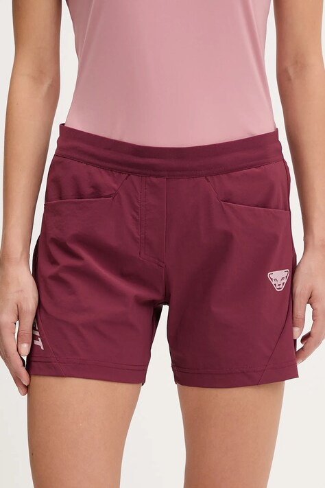 Dynafit pantaloni scurți outdoor Transalper culoarea bordo, uni, high waist, 08.0000071185