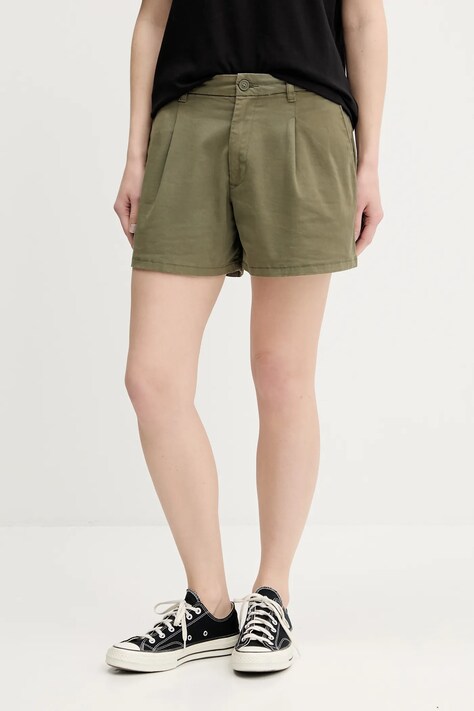 Guess Jeans pantaloni scurți culoarea verde, uni, medium waist, W5GD1U WGB51