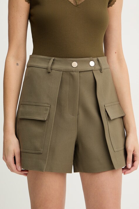 Morgan szorty eleganckie damskie z wiskozą SHONAU zielone high waist SHONAU