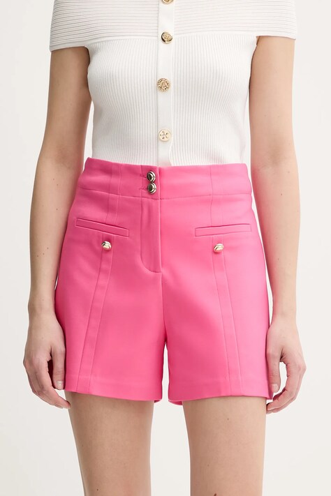 Morgan pantaloni scurți SHADO.F culoarea roz, neted, high waist, SHADO.F