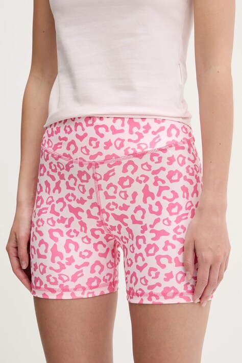 Karl Kani pantaloni scurți culoarea roz, cu imprimeu, high waist, 61130057
