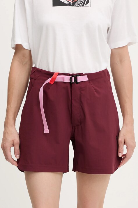 Peak Performance pantaloni scurți outdoor Vislight culoarea bordo, uni, high waist, G80244