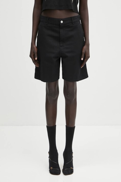 Carhartt WIP szorty jeansowe Drewe Short damskie kolor czarny gładkie high waist I034834