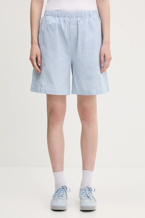 Carhartt WIP szorty bawełniane Nota Short damskie kolor niebieski wzorzyste high waist I034554