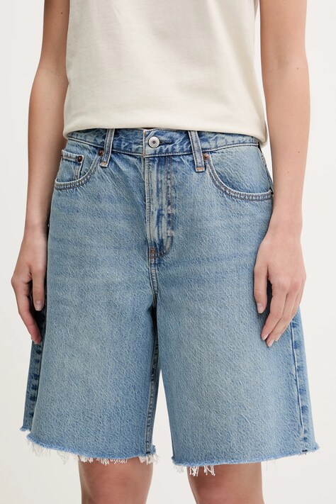 Abercrombie & Fitch pantaloni scurți jeans uni, high waist, KI149-5122
