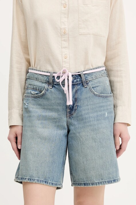 Hollister Co. pantaloni scurți jeans uni, medium waist, KI349-5099