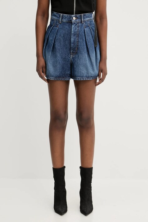 Sportmax szorty jeansowe Ghirba damskie kolor granatowy gładkie high waist 2512141032600