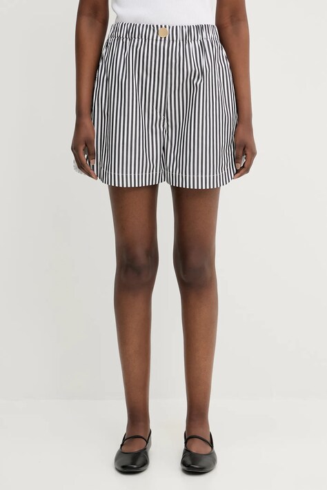 Bavlněné šortky Sportmax Muscari dámské, černá barva, high waist, 2512141042600