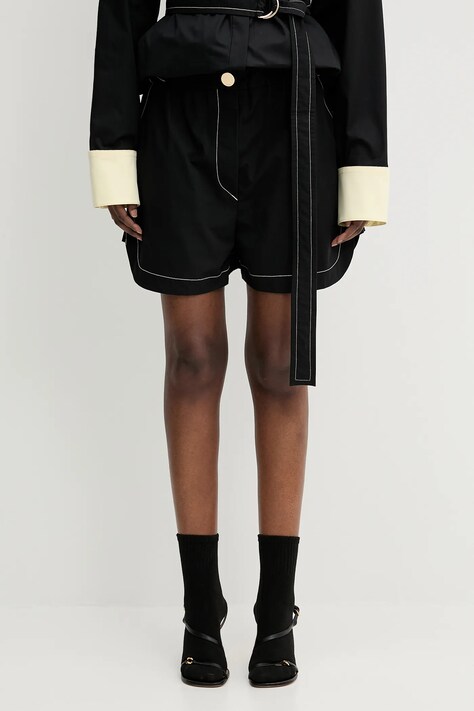 Sportmax szorty bawełniane Lacrima damskie kolor czarny gładkie high waist 2512141052600