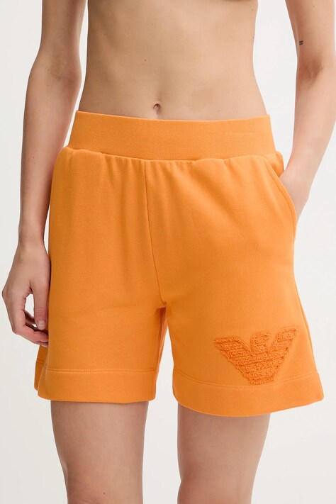 Emporio Armani Underwear pantaloni scurți din bumbac culoarea portocaliu, cu imprimeu, high waist, EW000778 AF12186
