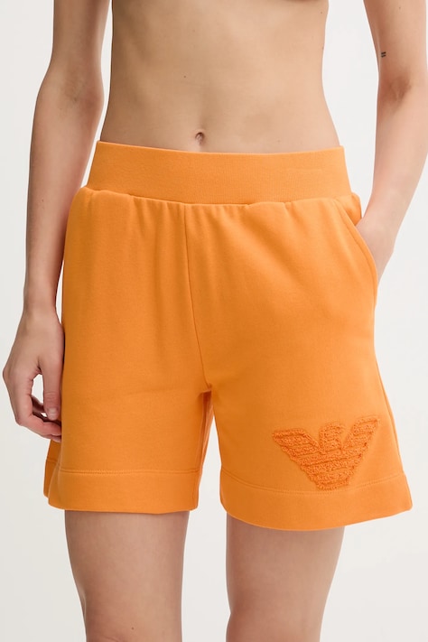 Emporio Armani Underwear pantaloni scurți din bumbac culoarea portocaliu, cu imprimeu, high waist, EW000778 AF12186