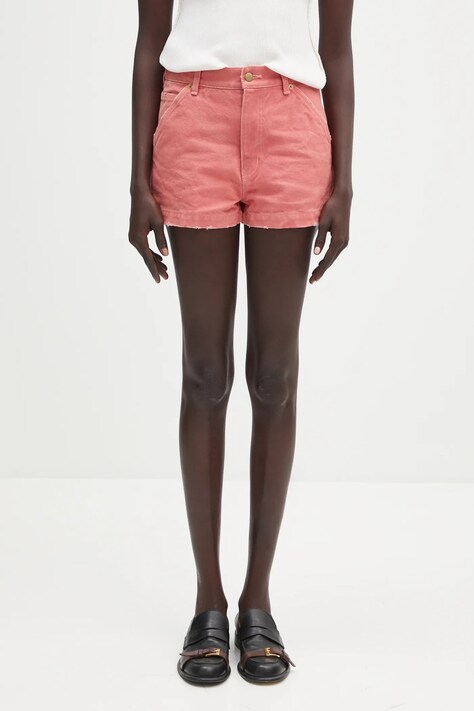 AMBUSH szorty jeansowe Canvas Short Pants damskie kolor różowy gładkie high waist 12115383
