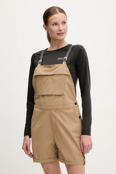 Picture szorty outdoorowe Foday kolor zielony gładkie high waist WSH0106