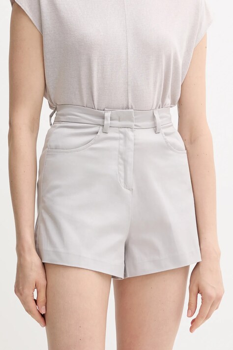 Sisley szorty damskie kolor szary gładkie high waist 4ED4L901N