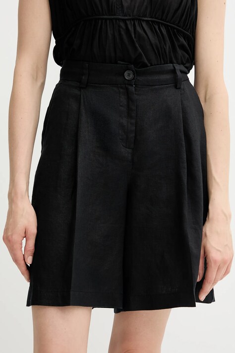 Sisley pantaloncini in lino donna colore nero  4AGHL901K