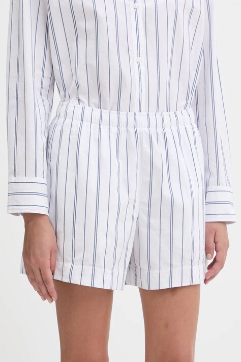 Abercrombie & Fitch pantaloni scurți din bumbac culoarea alb, cu imprimeu, high waist, KI149-5298