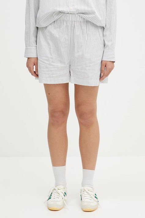 Хлопковые шорты Sporty & Rich Src Poplin цвет белый узор высокая посадка SH012606302ST71